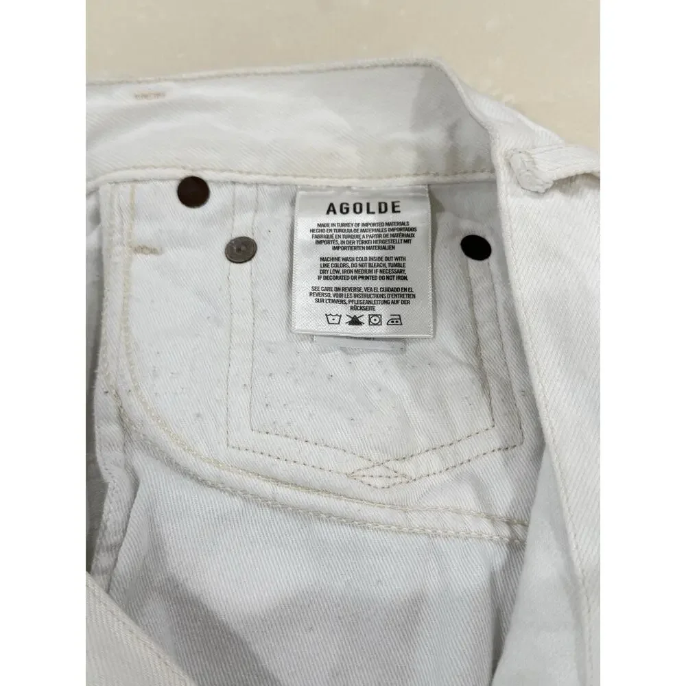 Agolde Parker Jean Denim High Rise Cutoff Shorts White 26